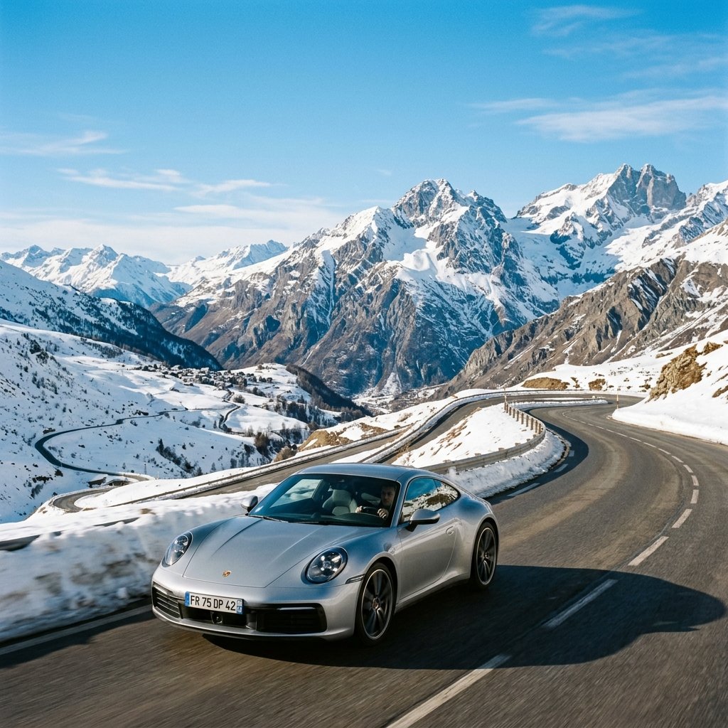 Voiture moderne sur une route ensoleillée en France
